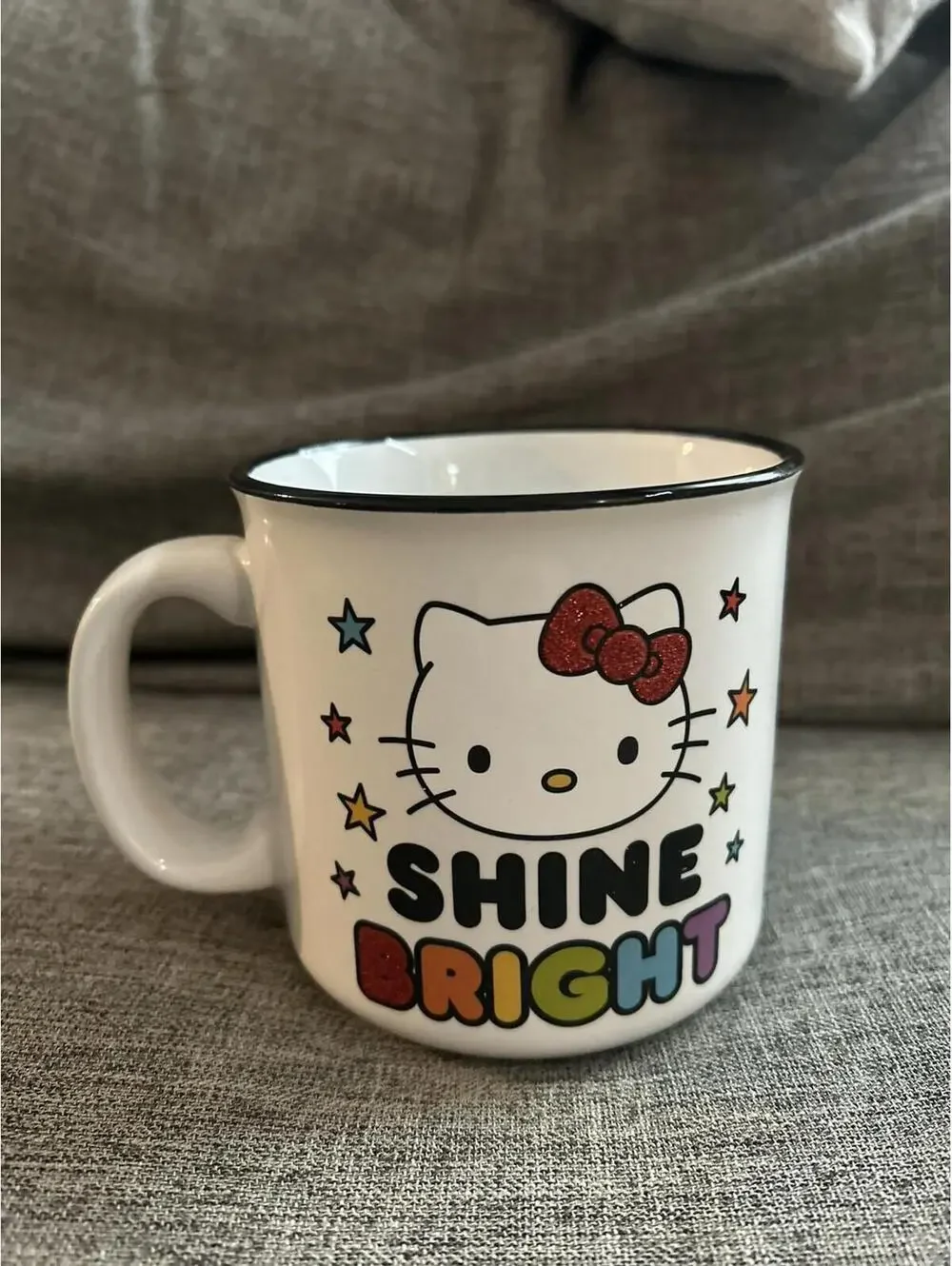 Silver Buffalo Sanrio Hello Kitty Ceramic Coffee Mug Shine Bright 20oz